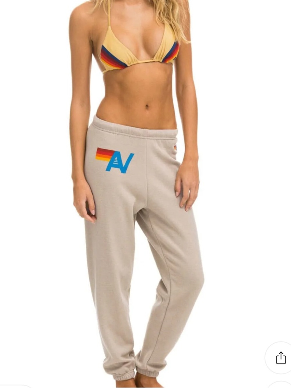 Womens Aviator Nation Neutral Sand Sweatpants - Picture 7 of 16